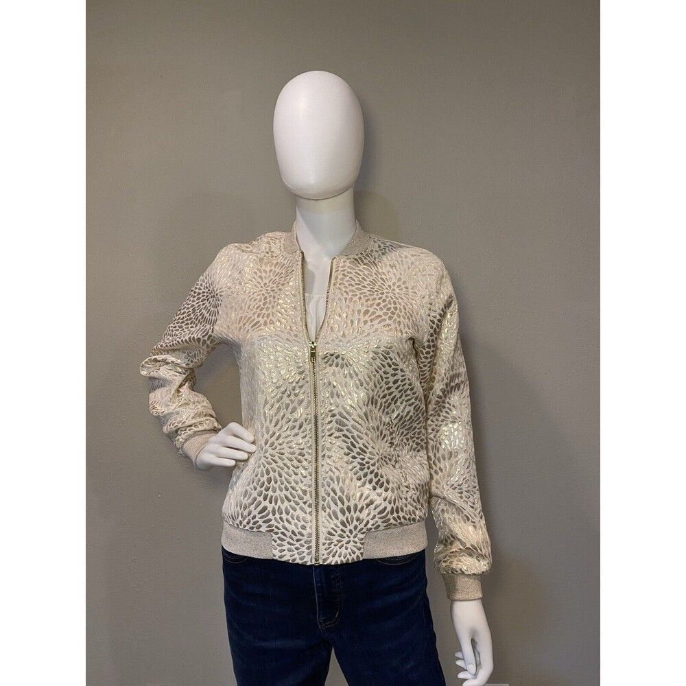 Off White w/ Rose Gold Embroidery Vero Moda  Light Weight Bomber Jacket Women’s